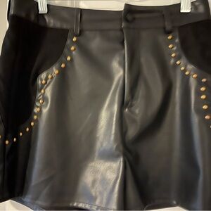 Elegant Black High Waist Shorts with Gold Studs